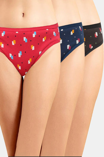 Buy Incare Low Rise Half Coverage Bikini Panty (Pack of 3) - Multicolor